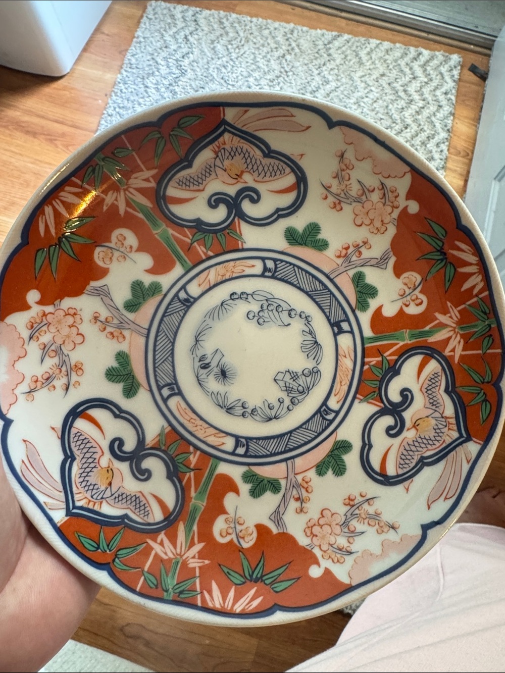 Heirloom, fine, China Decorative Ceramic Plate in Orange, Blue and Green